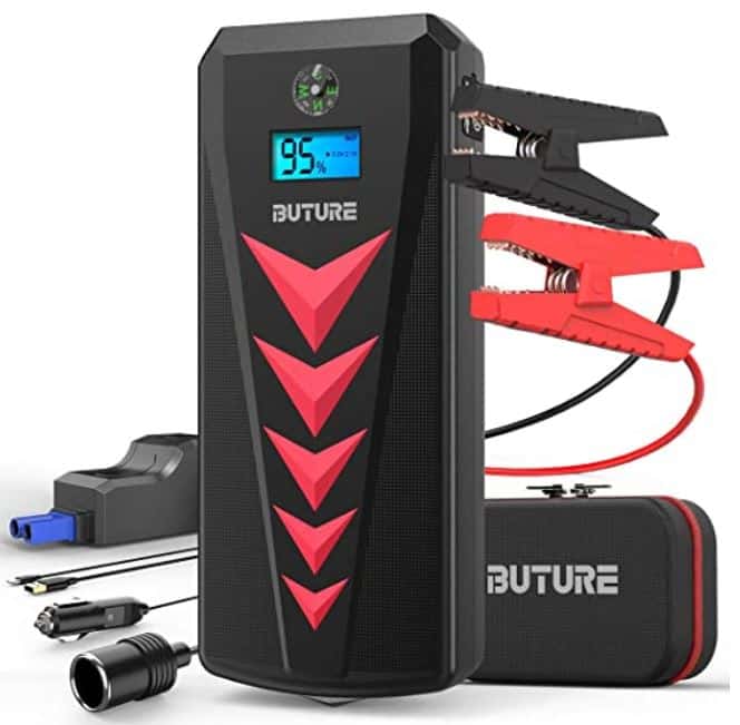 BuTure Booster Batterie - 800A 12800mAh Portable Jump Starter (Jusqu'à 6.0L  Essence/5.0L Gazole) Démarrage de Voiture avec Pinces de s?reté  intelligentes, Sorties QuickCharge 3.0, Lampe à LED (800A) : :  Auto et moto